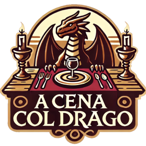 cropped DALL·E 2024 10 19 20.09.59 A logo for A Cena col Drago featuring a stylized dragon sitting at a dinner table with a medieval fantasy theme. The dragon should have a friendly.png