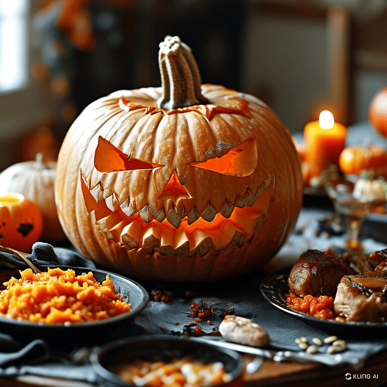 una zucca di halloween intagliat