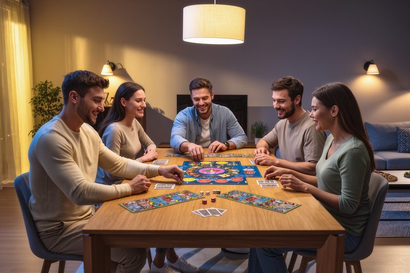 amici gioco tavolo sereno