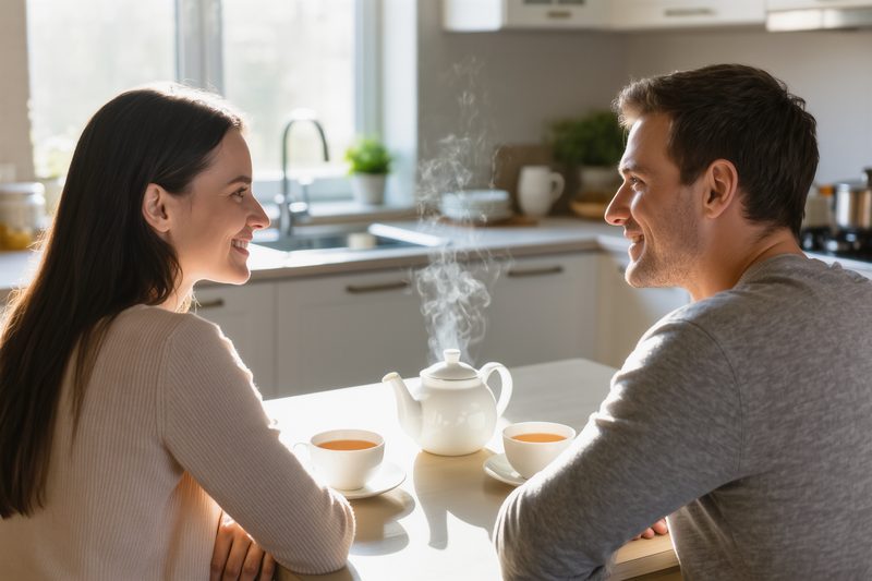 Conversazione supportiva tavolo cucina