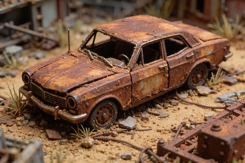 auto ruggine wasteland dettaglio