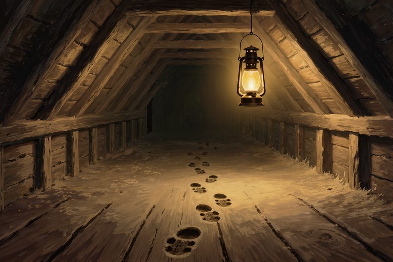 soffitta impronte misteriose lanterna